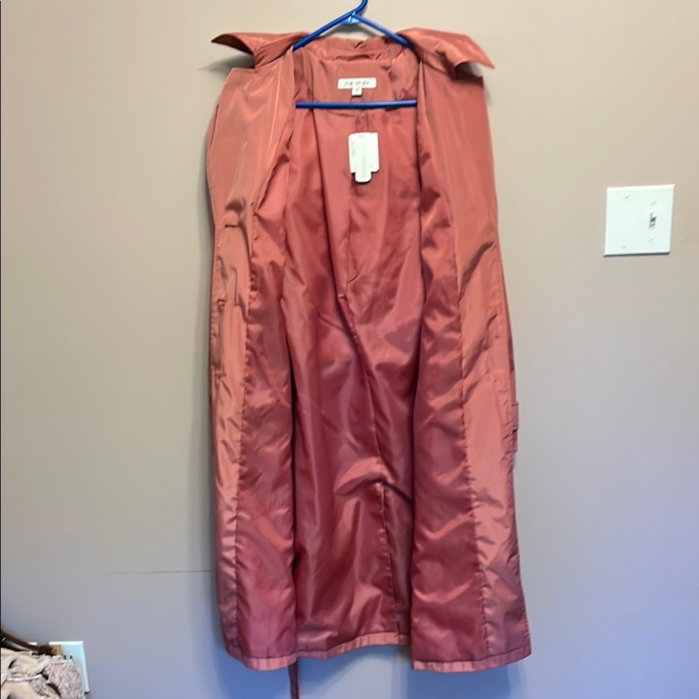 Via Spiga Packable Pink Trench Raincoat with Belted Waist - Picture 14 of 16